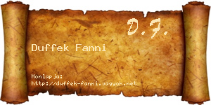 Duffek Fanni névjegykártya